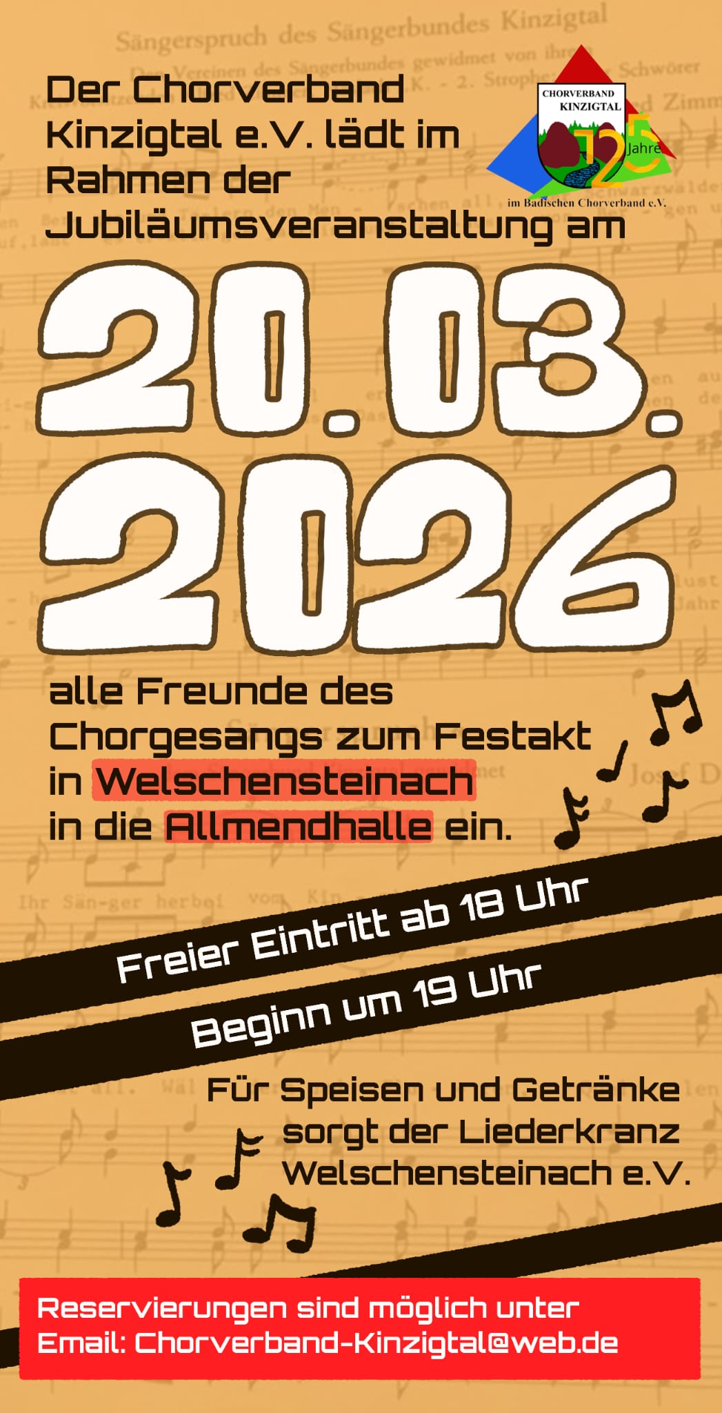 Flyer hinten Chorverband Kinzigtal � 125 Jahre