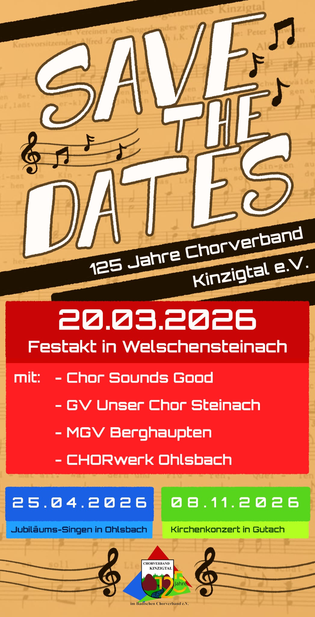Flyer vorne Chorverband Kinzigtal � 125 Jahre