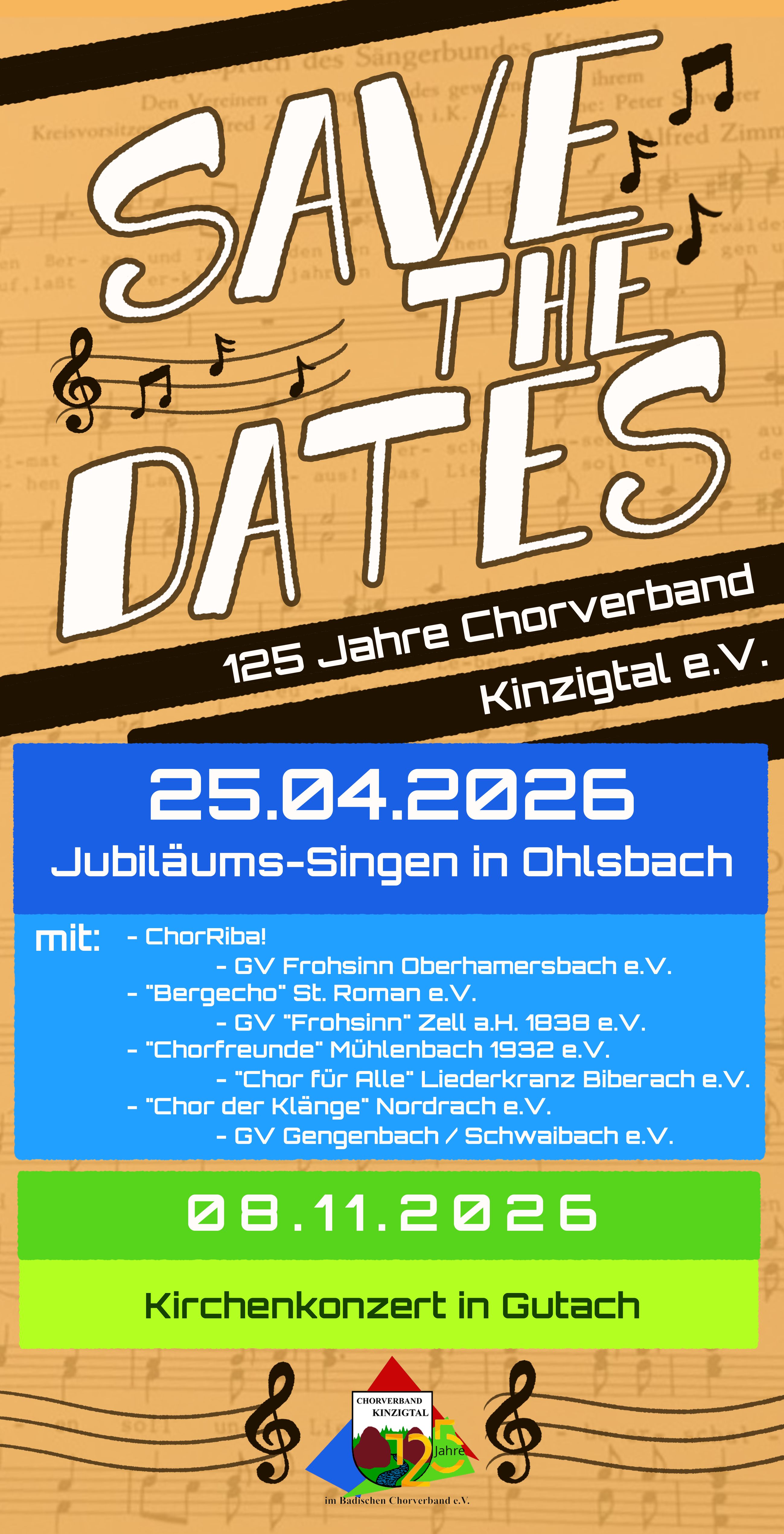 Flyer vorne Chorverband Kinzigtal � 125 Jahre