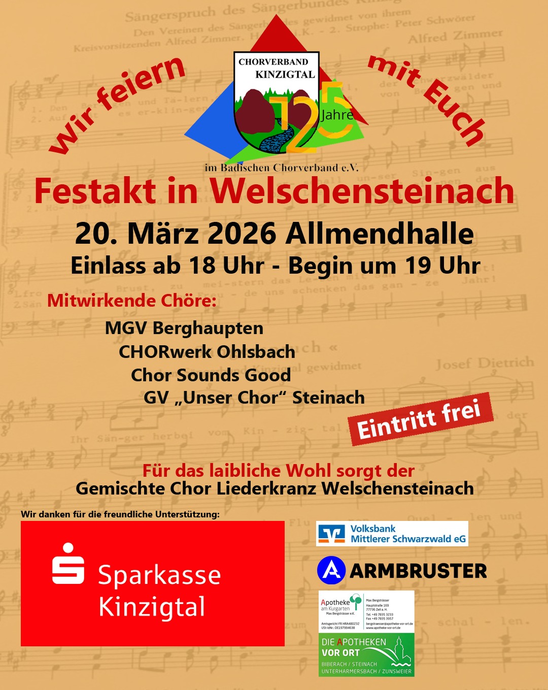 Plakat Chorverband Kinzigtal � 125 Jahre